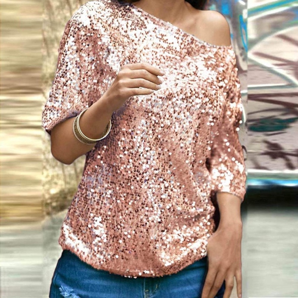 Rose gold sequin top (m)